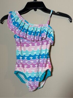 Ruffle Butts Toddler Girls Magical Mermaid One Shoulder Swimsuit Size 5